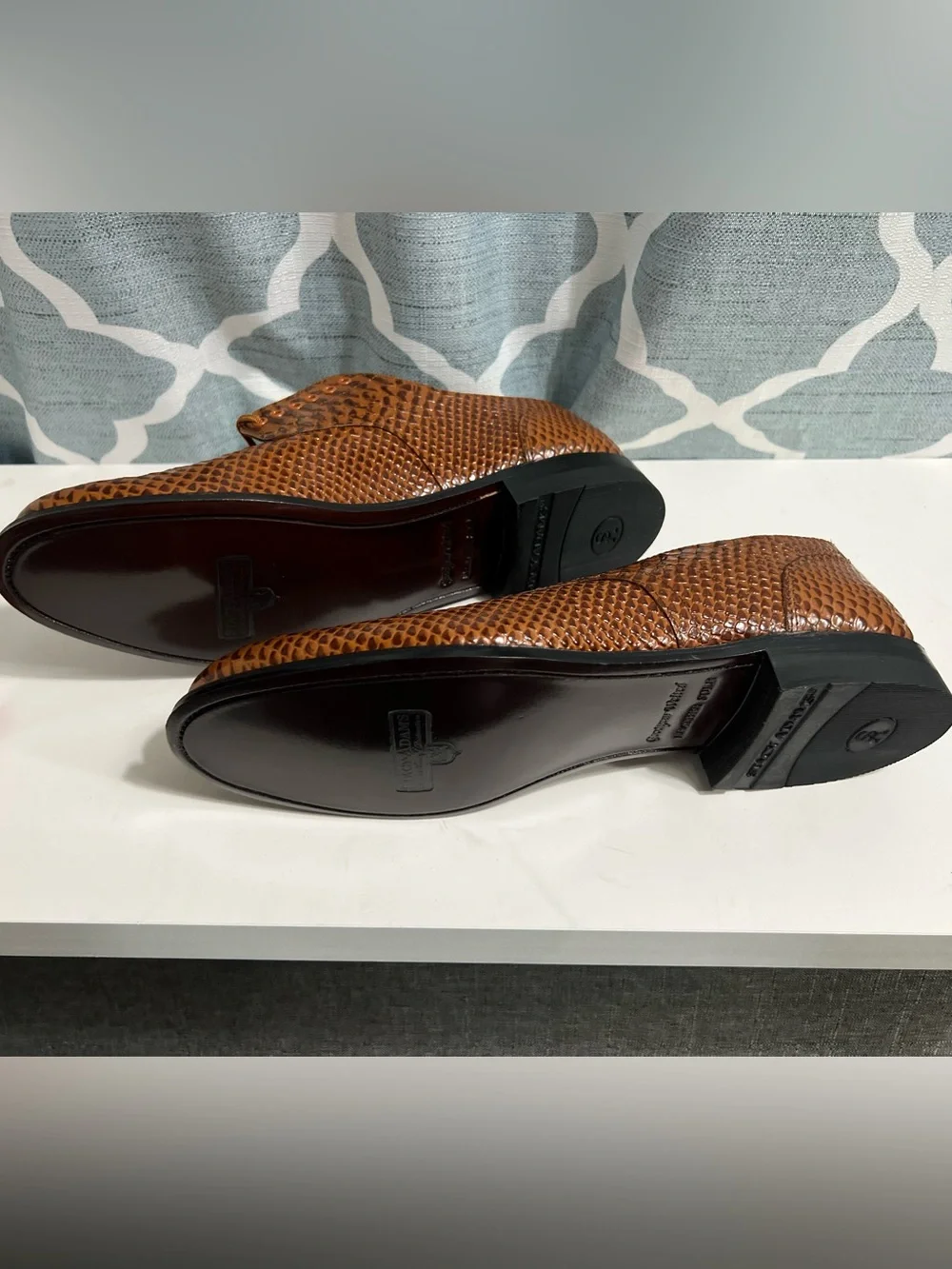 Stacy Adams Brown Croc-Embossed Leather Oxfords